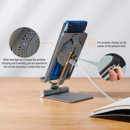 For Samsung S21 Ultra Wireless Charger Stand 15W/7.5W  Aluminum 2 in 1 Wireless Charging Station Dock Pad for Iphone 12 Pro Max/11 Pro Mas/Xs Max for Samsung S21 Note 20 Ultra (Grey)